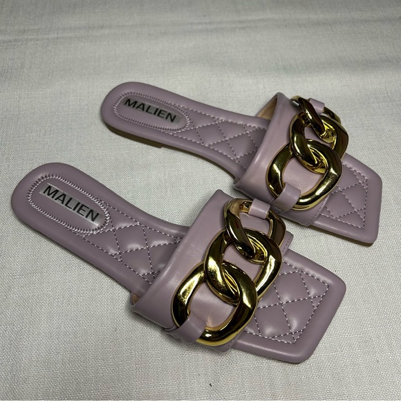 Malien lilac sandals with gold chain - size 7 - Picture 2 of 3